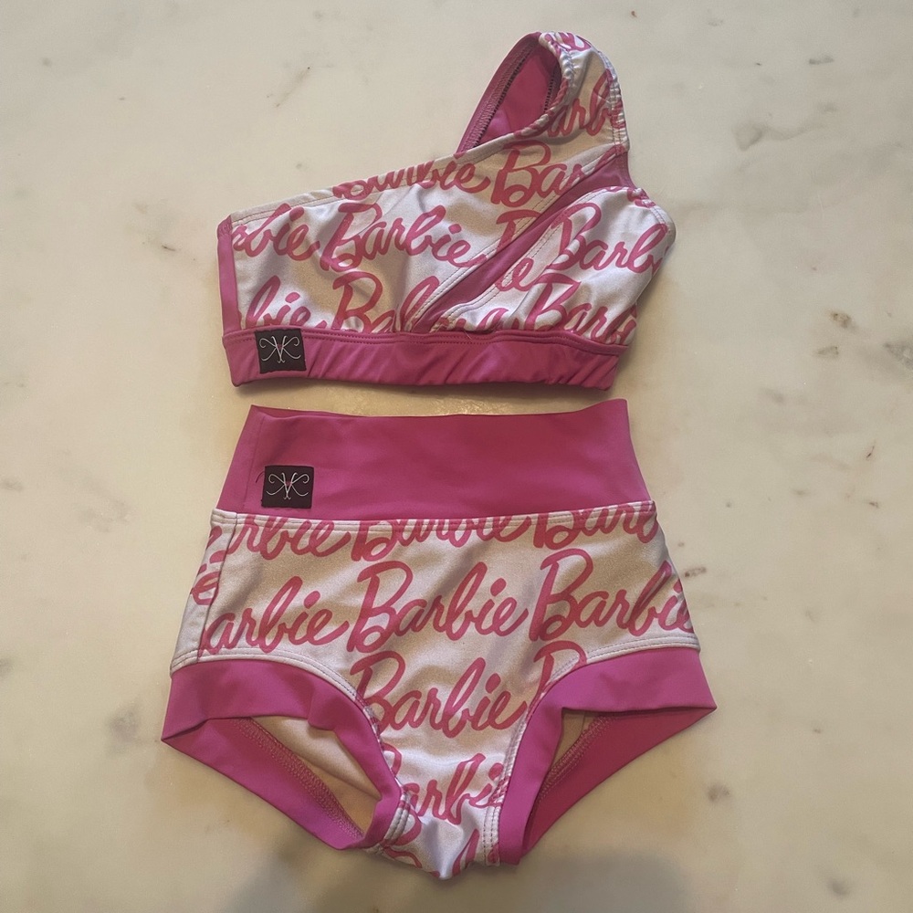 Barbie Pink and White One-Shoulder Bikini Set